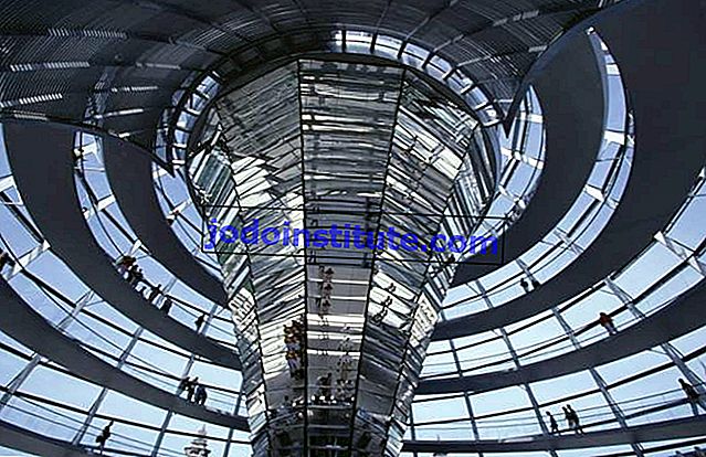 Sir Norman Foster tarafından tasarlanan Reichstag'ın cam kubbesinin içi.