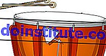Timpani eller kettledrum och trumpinnar. Musikinstrument, slaginstrument, trumhår, timpany, tympani, tympany, membranofon, orkesterinstrument.
