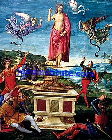 キリストの復活、ラファエルの木製パネルに油彩、1499–1502; ブラジルのサンパウロ美術館にあります。 52×44 cm。