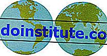 10: 087 Океан: Светът на водата, два глобуса, показващи източно и западно полукълбо