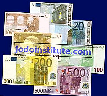 Berbagai denominasi mata uang euro.