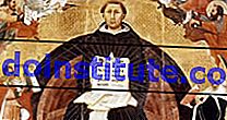 Saint Thomas Aquinas. Apotheosis of St. Thomas Aquinas, altarverk av Francesco Traini, 1363; i Santa Caterina, Pisa, Italien. St Thomas Aquinas (c1225-1274) Italiensk filosof och teolog. Dominikanska ordningen av munkar (svarta frisörer).
