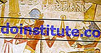 Давньоєгипетська різьба фараона Сеті I тримала його ціп перед богом підземного світу Осірісом із Гором за ним. Храм Абідоса, Єгипет. Стародавня різьба, на виставці відкрита 2000 років